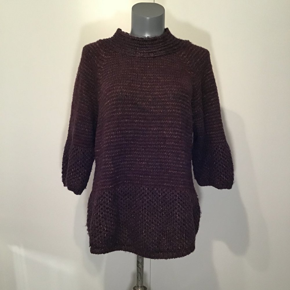 Olsen Mock Turtle Neck 3/4 Bell Sleeve Knit Sweater Size L